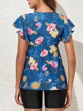 Floral Tankini  Two Pieces Ruffle Swimsuit